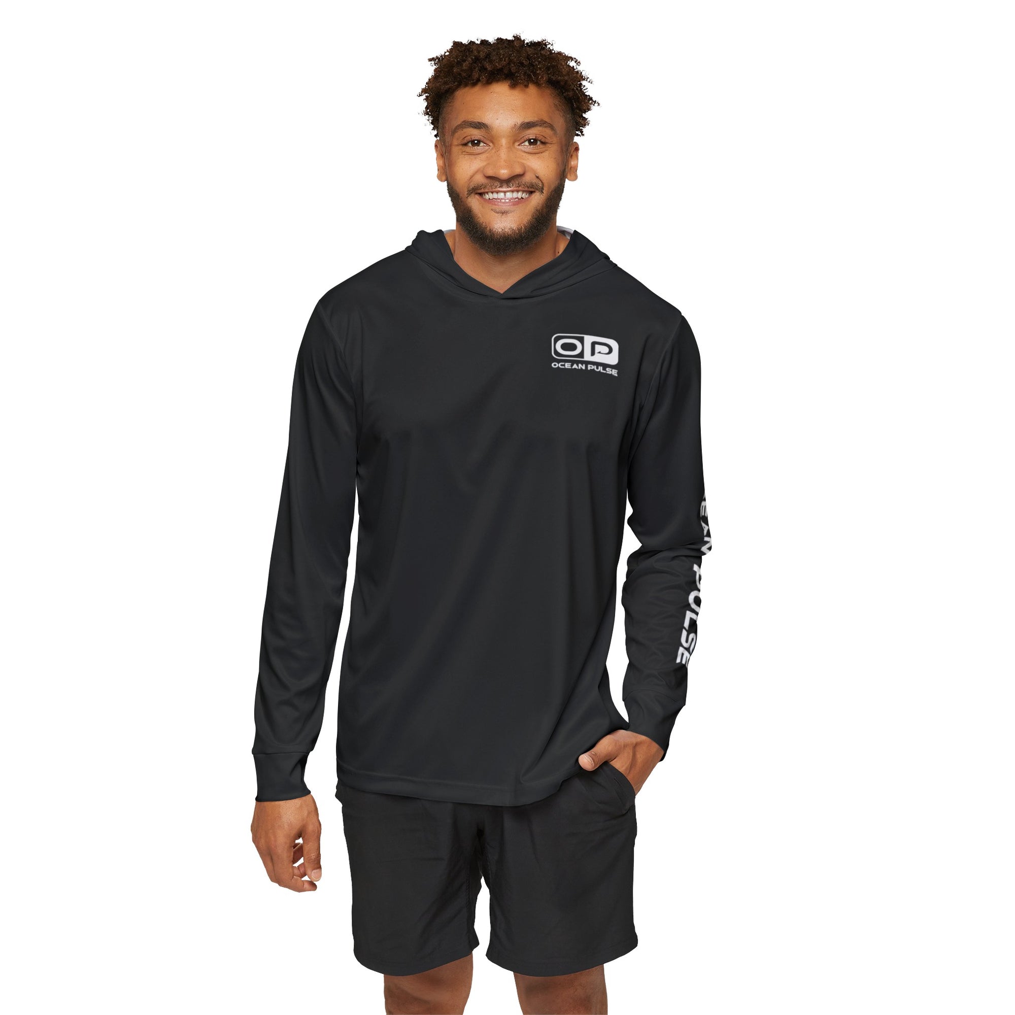 Wahooligan Long Sleeve Performance Fishing Shirt With Hood by Ocean Pulse - Black