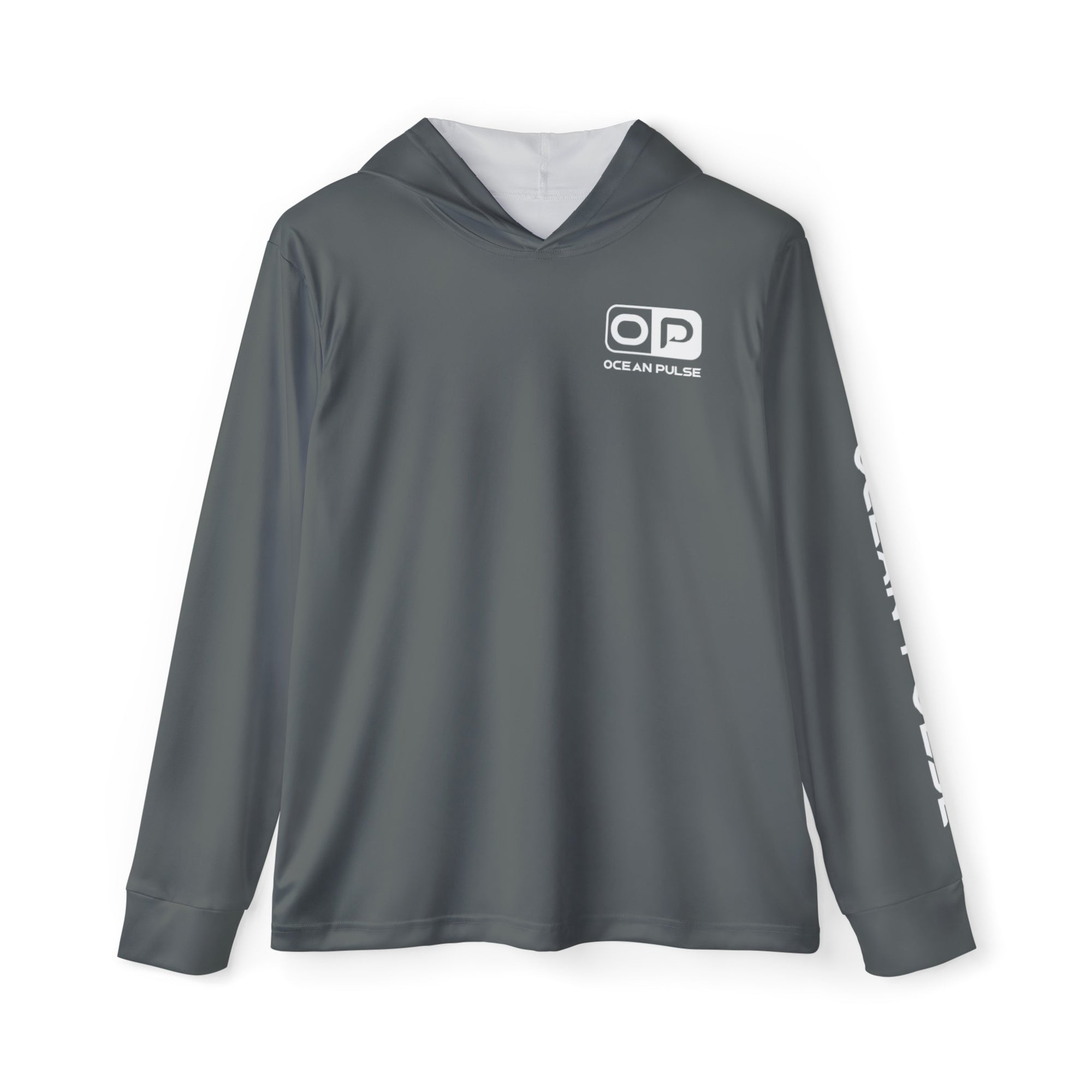 Wahooligan Long Sleeve Performance Fishing Shirt With Hood by Ocean Pulse - Dark Gray