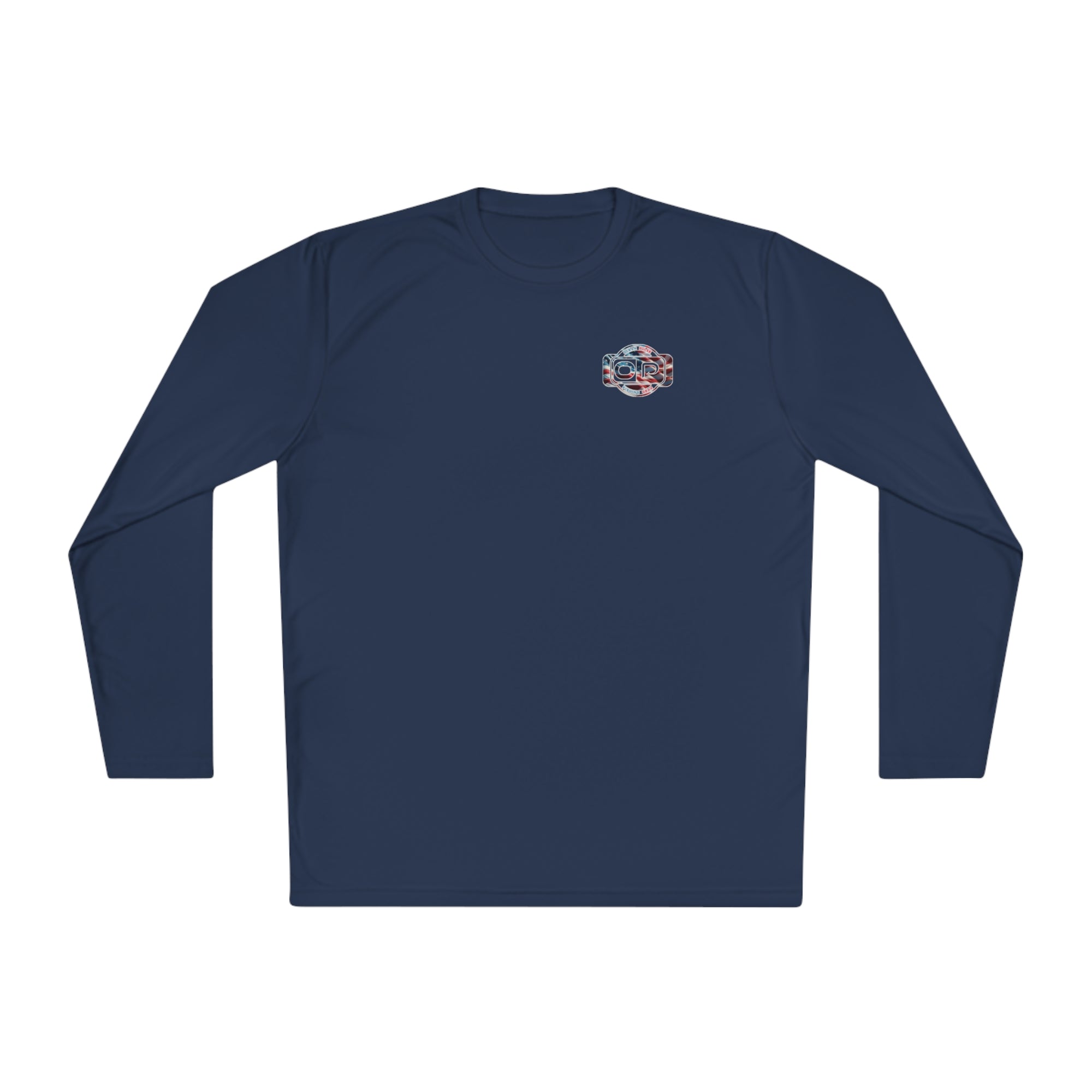 OP American Flag Long Sleeve Performance Fishing Shirt by Ocean Pulse (Navy Blue)