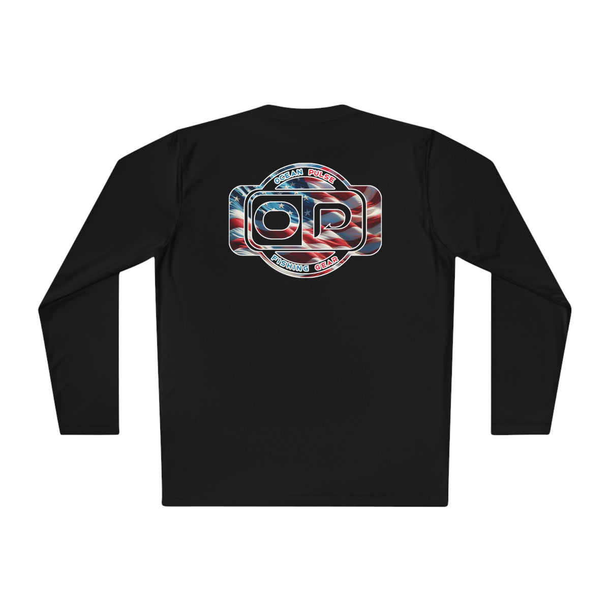 OP American Flag Long Sleeve Performance Fishing Shirt by Ocean Pulse (Black)